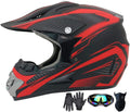 Motocross Helmet Red M for Youth & Adult DOT Certified - 4-Piece Set