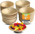 Raj Disposable Palm Leaf Bowls 100 Count 5in - Compostable Party Bowls