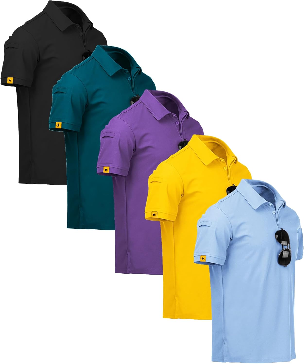 SCODI 5 Pack Mens Polo Shirts for Casual and Athletic Wear
