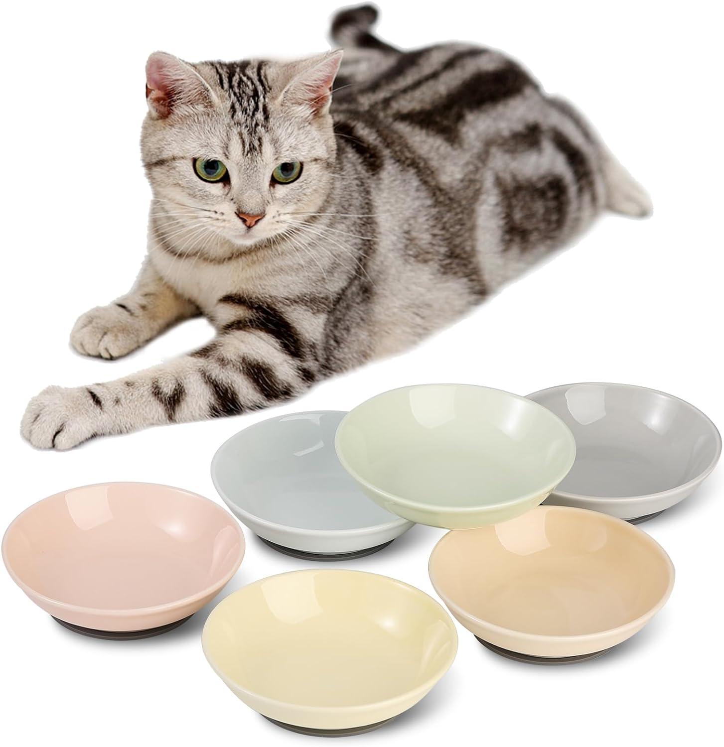 Whisker-Friendly Cat Bowl Set - Non Slip Mats - Cute Design