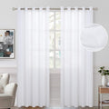 Natural Linen Look Semi Sheer Curtains for Bedroom - Light Filtering