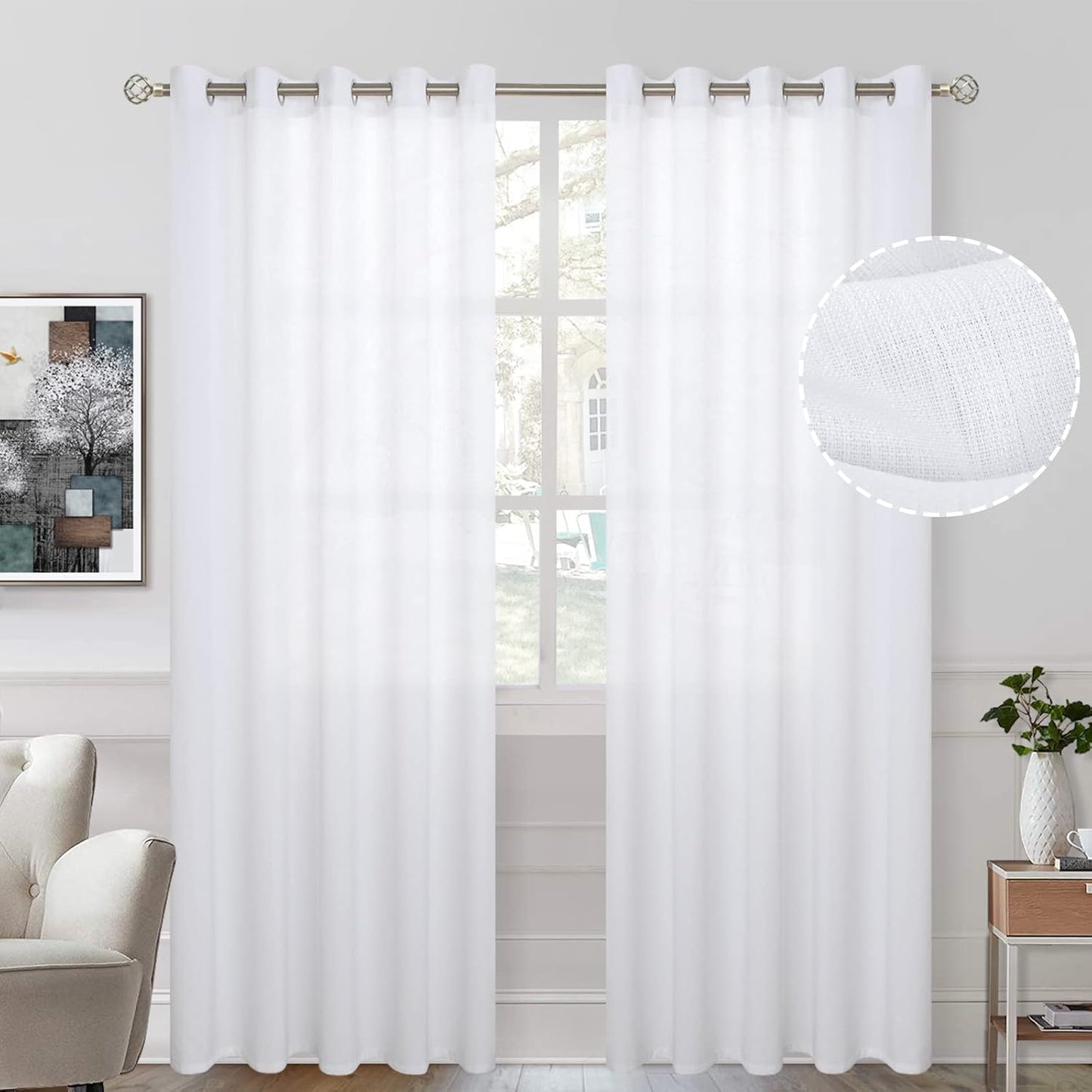BGment Natural Linen Look Semi Sheer Curtains for Elegant Privacy