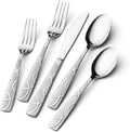 HIKAA 40PCS Stainless Steel Silverware Set - Modern Mirror Polished