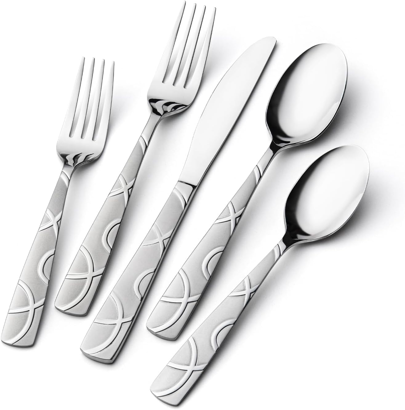 HIKAA 40PCS Stainless Steel Silverware Set for Modern Dining