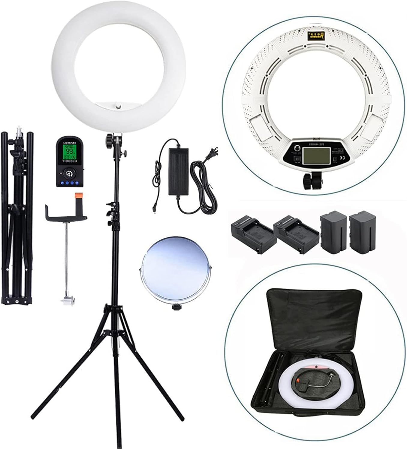 96W 18in LED Ring Light Kit for Perfect Makeup and Photography