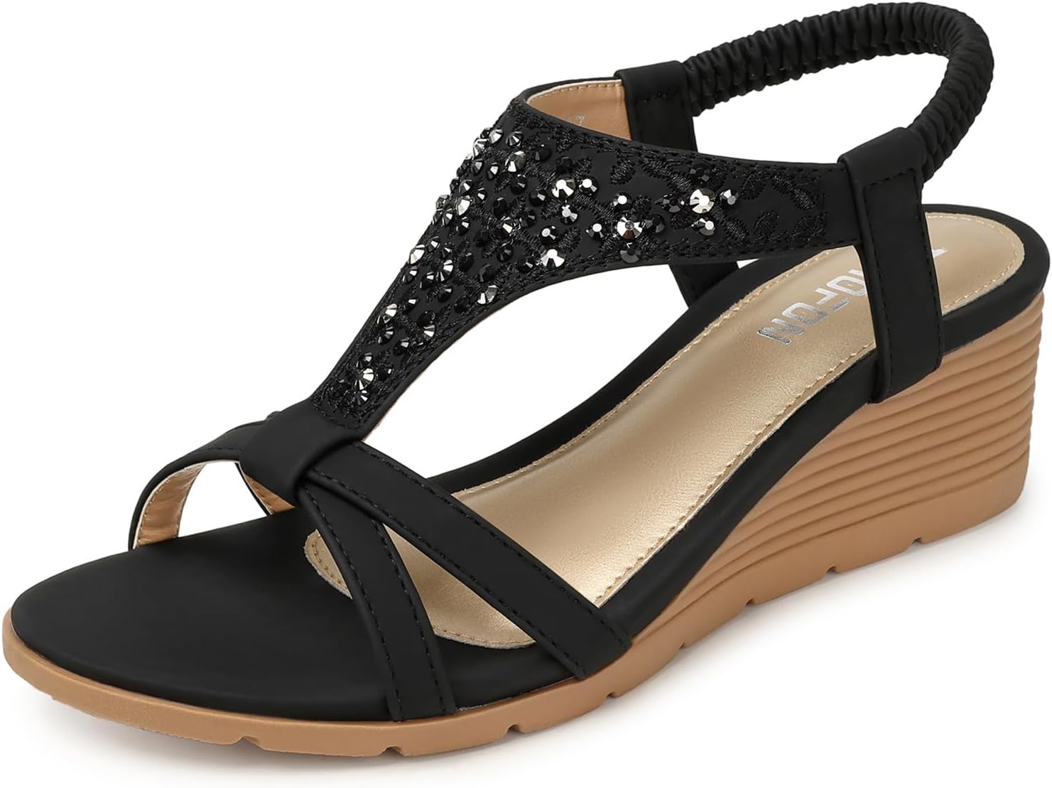 TEMOFON Women's Low Wedge Heels Summer Dressy Platform Sandals