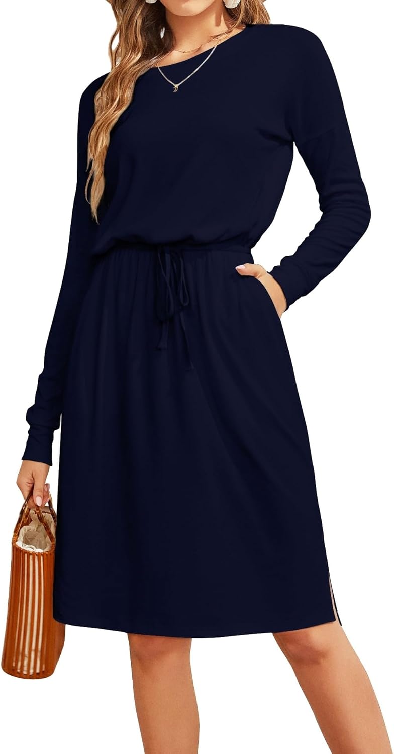 Simier Fariry Womens Summer Hide Belly Knee Length Travel Dress