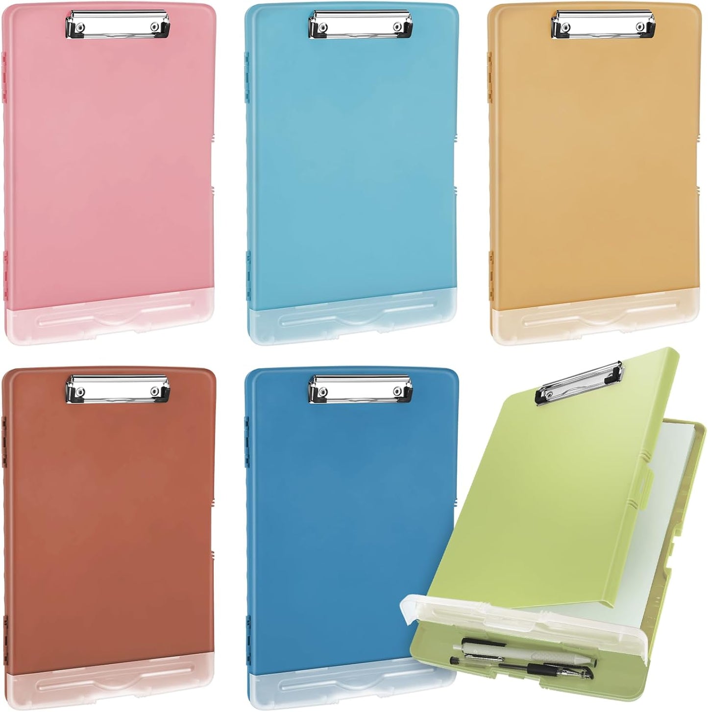 Crtiin 6 Pcs Plastic Clipboard with Storage for Office and School