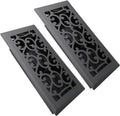 4x8 in Air Floor Vent Register Savannah Design - Matte Black 2 Pack