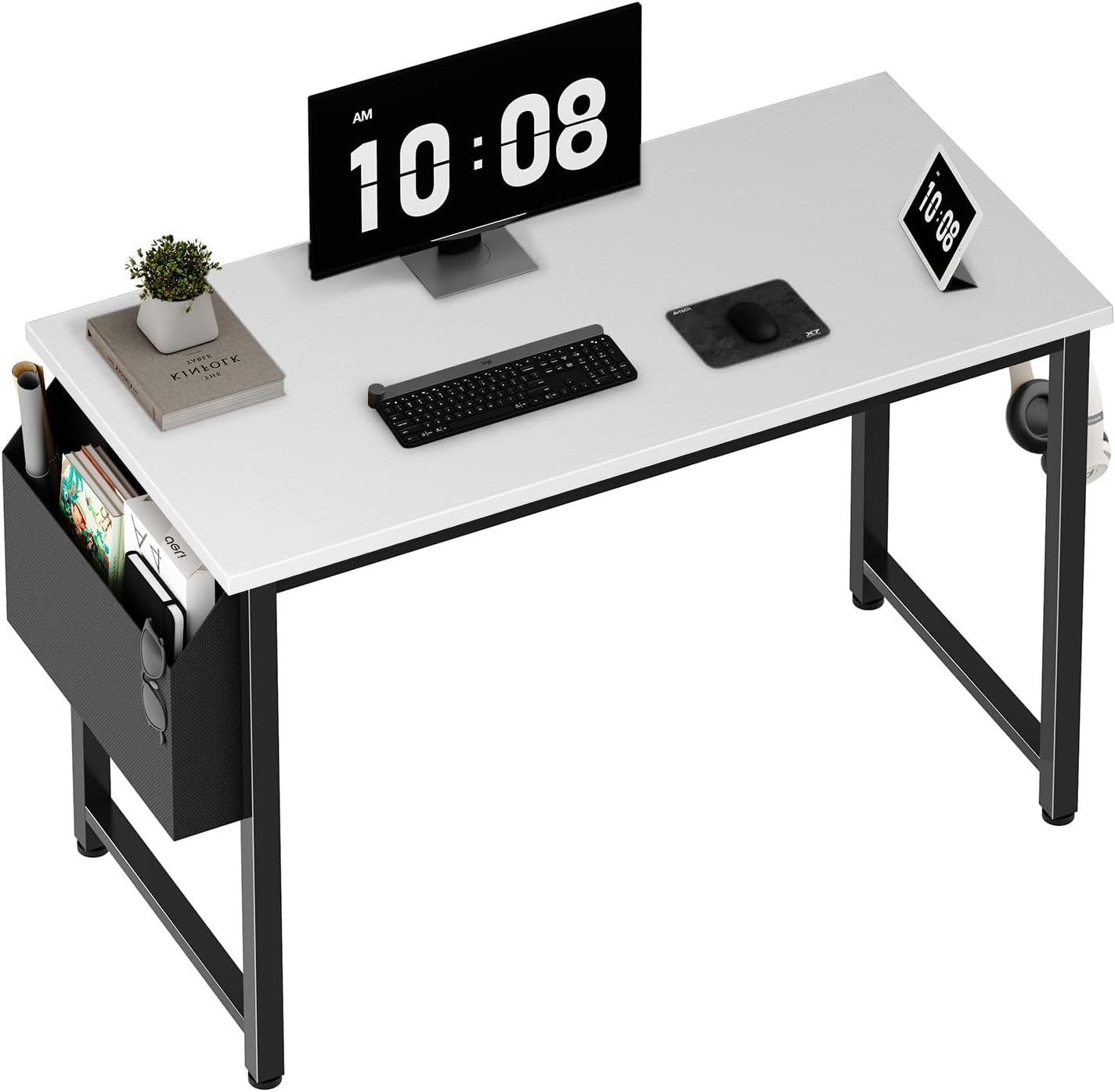 Lufeiya 39-Inch White Computer Desk - Efficient Small Space Study Solution