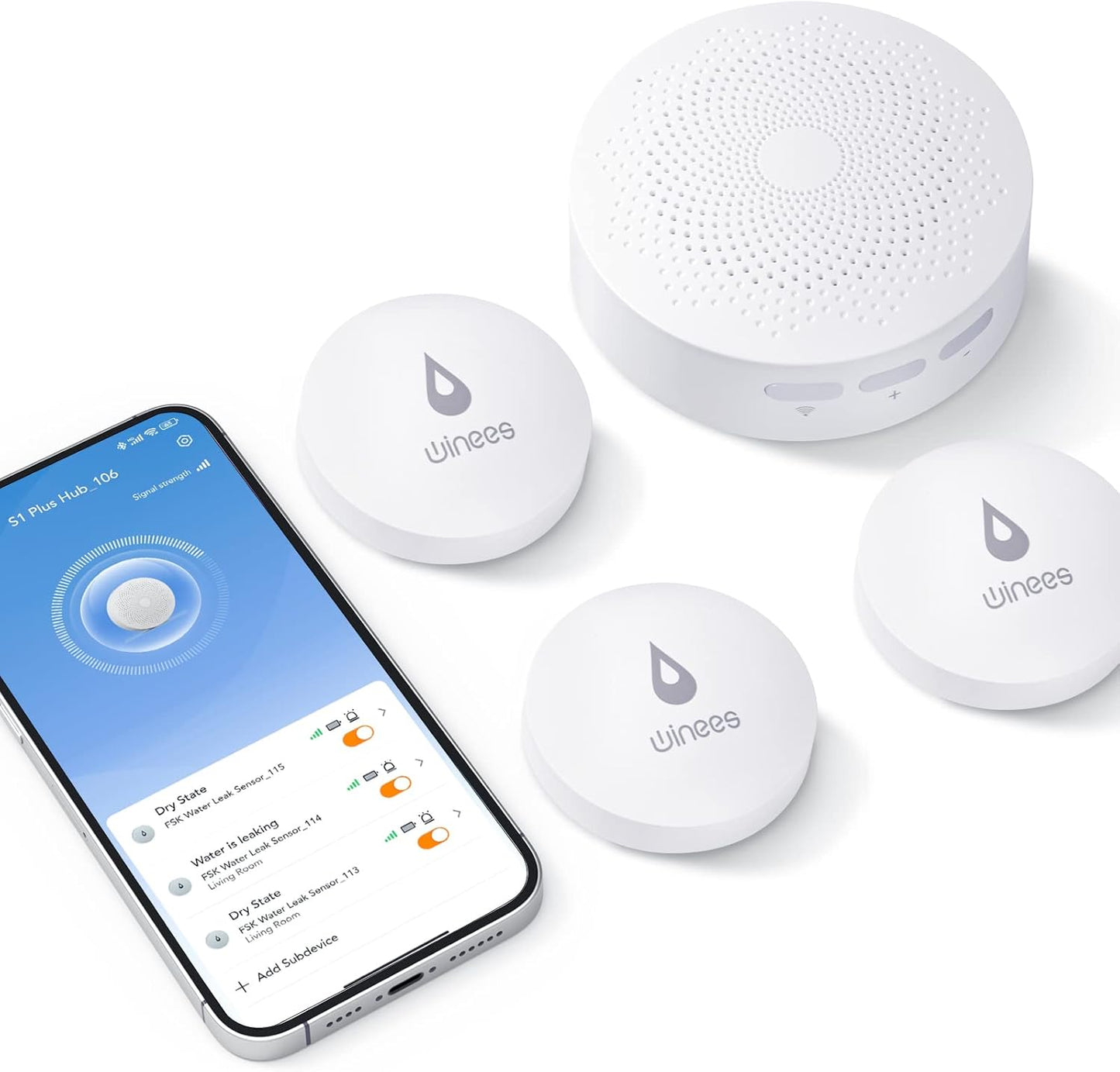 Winees WiFi Water Leak Detector - 3 Pack Sensors with Alerts
