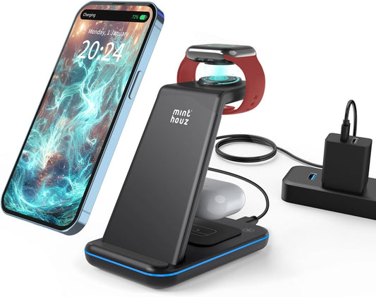 3-in-1 Fast Wireless Charger Station - Charge Multiple Devices Quickly!