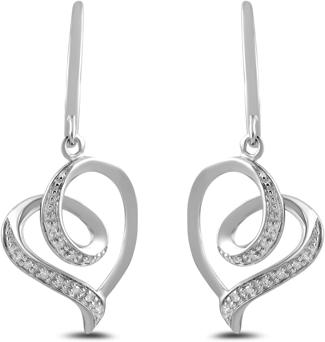 Essentials Sterling Silver Heart Earrings 0.05 cttw
