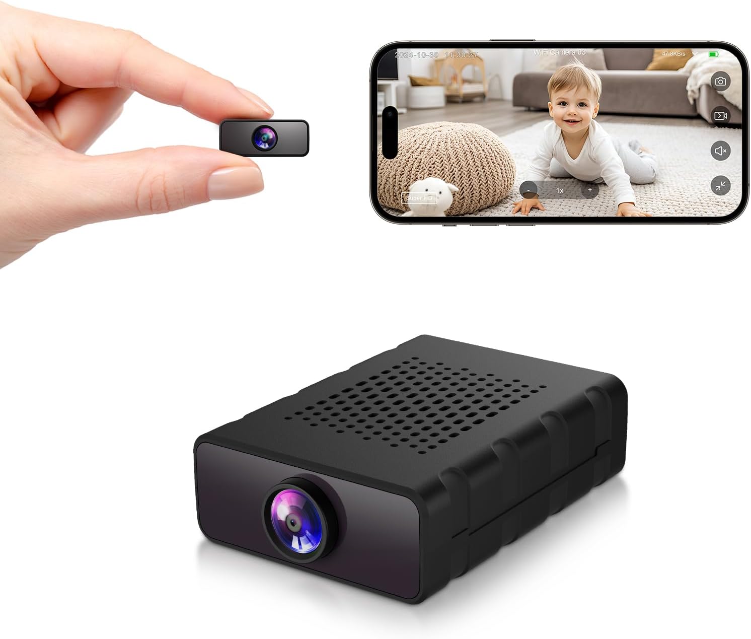 4K HD Mini Nanny Cam - WiFi Motion Detection, App Control