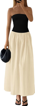Strapless Maxi Dress Tube Top A Line Flowy Dress - Elegant Summer Pick