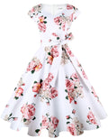 Women Vintage 1950s Swing Dress with Cap Sleeves - Retro (Style BKQL)