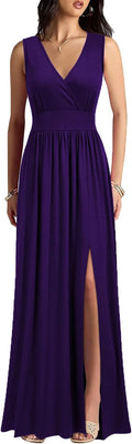 WOOSEA Sleeveless Deep V Neck Maxi Dress - Versatile Casual to Formal