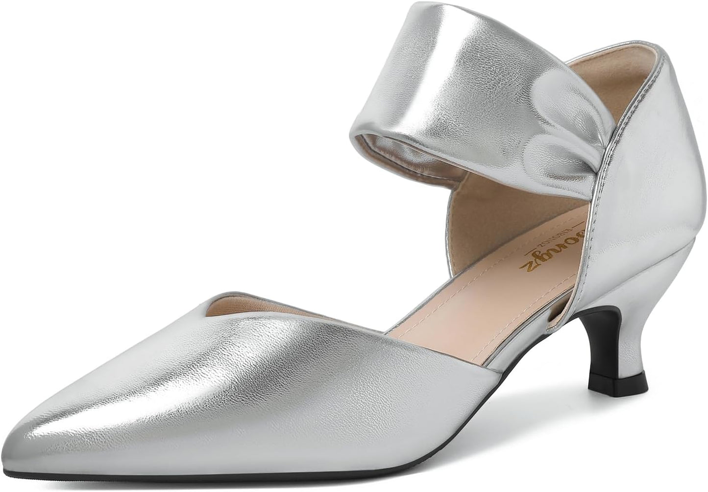 RIBONGZ Kitten Heels for Women Closed Toe Comfortable Low Heels