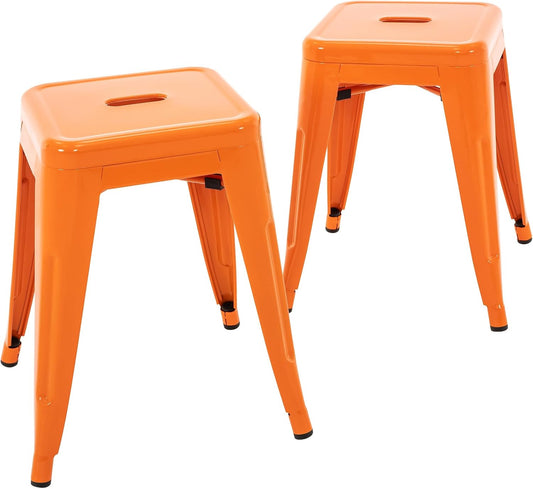 Industrial Metal Stools Set of 2 for Indoor Outdoor Use