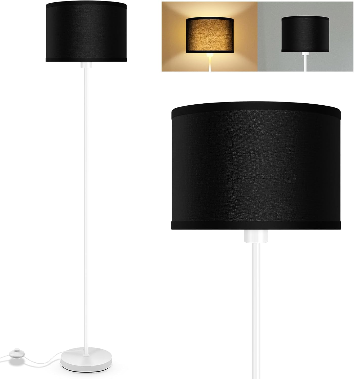 Modern 58in Tall Floor Lamp with Black Lampshade for Any Room