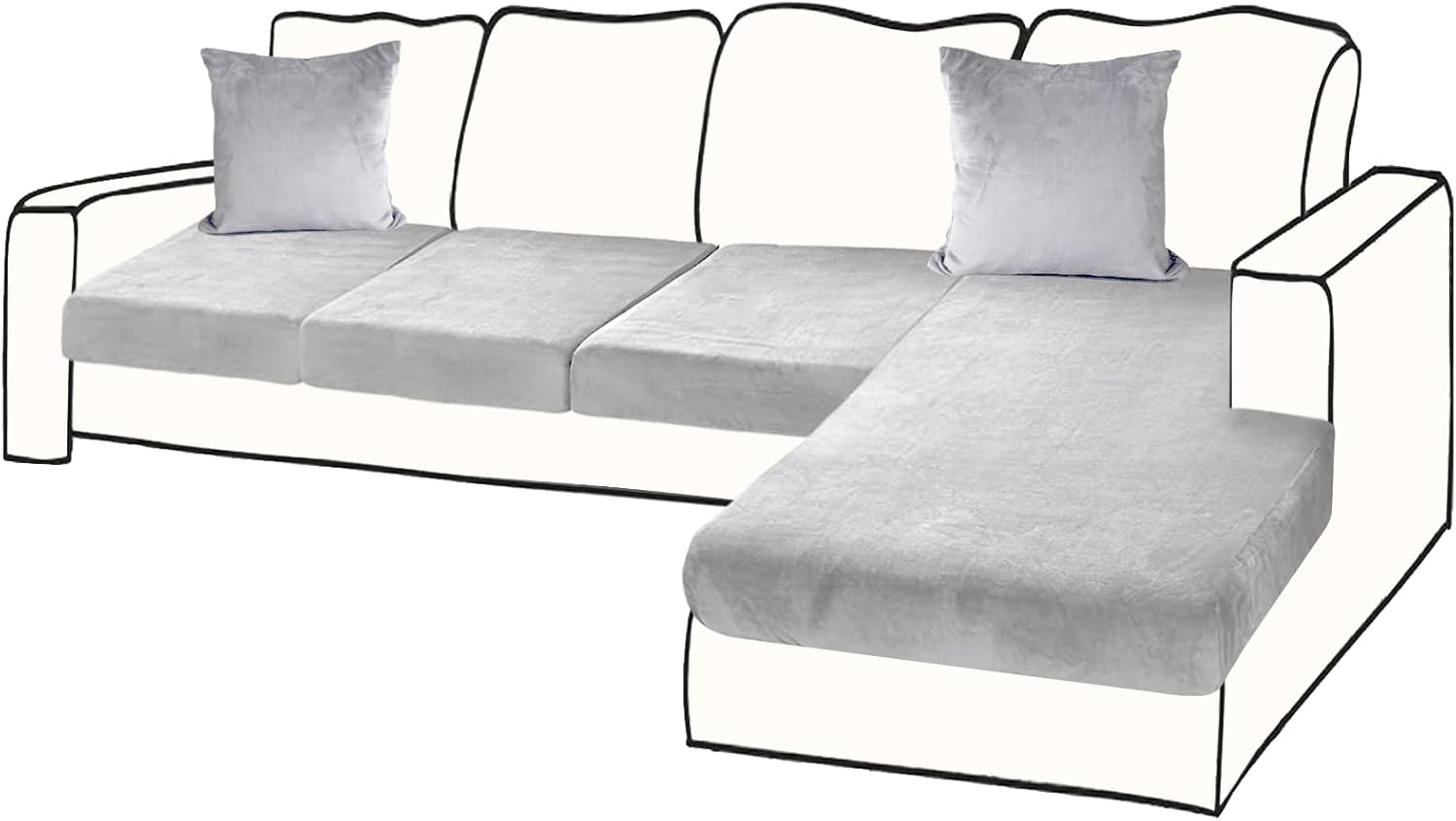 Sectional Couch Covers for 4-Piece Seat Cushion Velvet Style