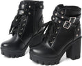 Goth Boots Chunky Heel Boot For Women Ankle Combat Booties - Punk 3