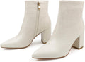 Womens Ankle Boots Chunky Block Heel Pointed Toe Zipper - Comfortable