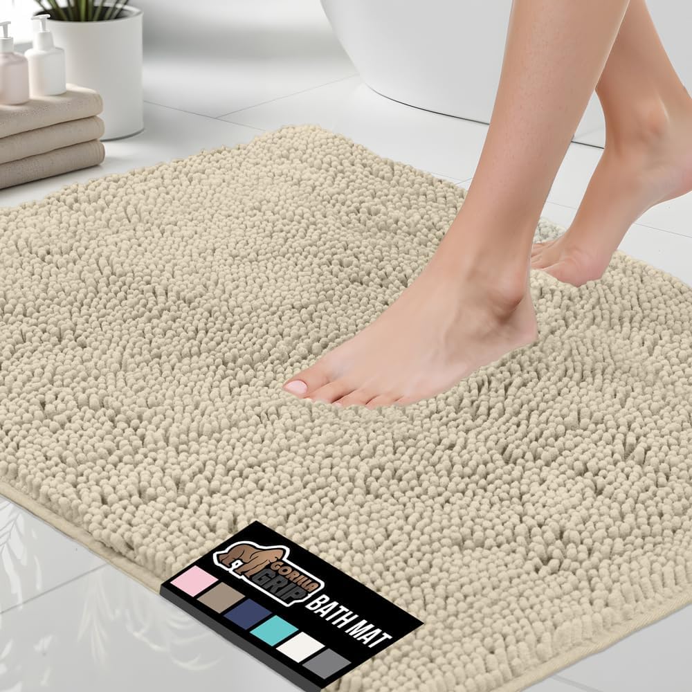 GORILLA GRIP Bath Rug Mat 44x26, Soft Absorbent Chenille Mat