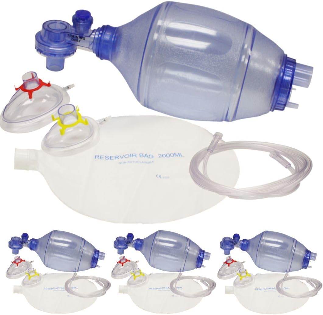 MCR Medical 4-Pack CPR Training Bag Valve Mask for Adults and Kids