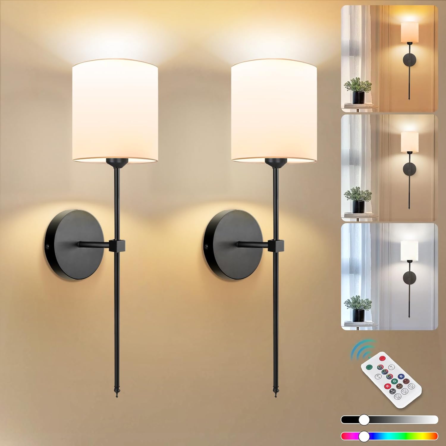 Adetu Battery Operated Wall Sconce Set of 2 for Stylish Decor