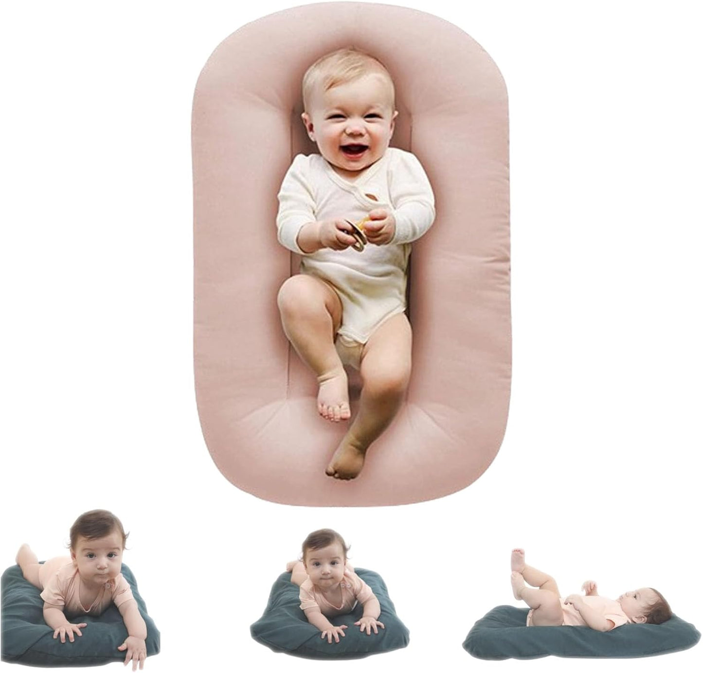 Baby Lounger Pillow for Newborn, 0-24 Months - Light Pink Bliss