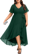 Womens Plus Size Chiffon High Low Ruffle Maxi Dress - Formal Fit