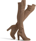 Shoe'N Tale Women Faux Suede Chunky Heel Over The Knee Boots Women's