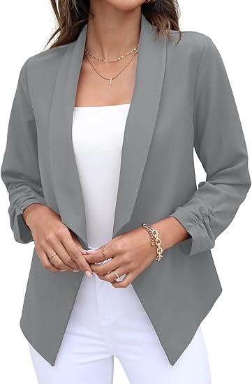 GRECERELLE Women's Blazer Suit Open Front Cardigan for Office