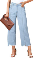 Sidefeel Women's High Waisted Wide Leg Cropped Jeans - Trendy