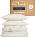 Luxury Sateen Duvet Cover Set King/Cali King in Cream - Soft, Lustrous