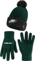 Ultra Game NFL Super Soft Two Tone Winter Beanie and Gloves - Warm Fit