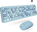 X9 Cute Keyboard and Mouse Combo - Colorful Blue Wireless Retro Set