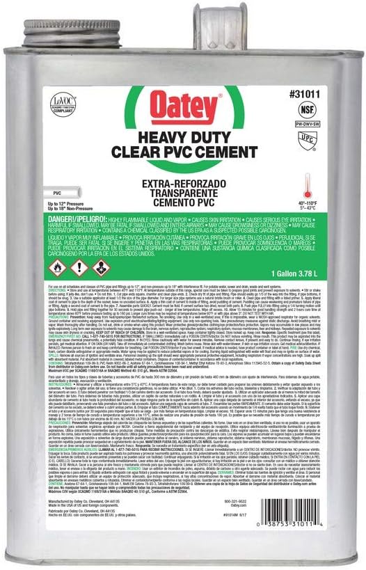 Oatey Heavy Duty Cement for PVC Pipe and Fittings - Clear