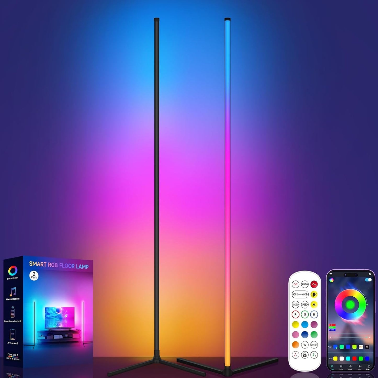 RGB LED Corner Lamp with Music Sync for Modern Ambiance