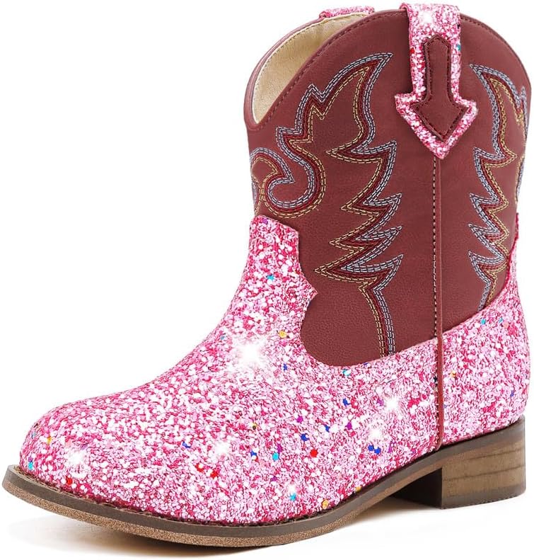 Toddler Girls Cowgirl Boots with Glitter for Fun Dress Up