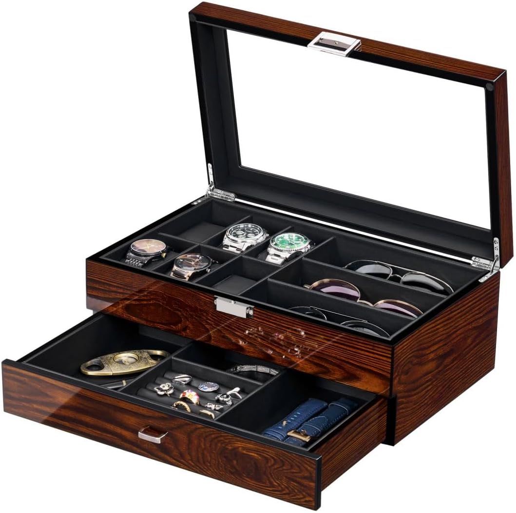 BEWISHOME Wood Watch Box - Organize in Style!