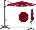 10ft Solar LED Cantilever Patio Umbrella - 360 Rotation Sun Shade