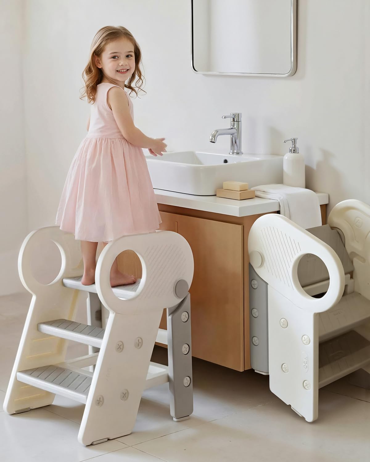 Foldable Toddler Step Stool with Handles for Safe Use