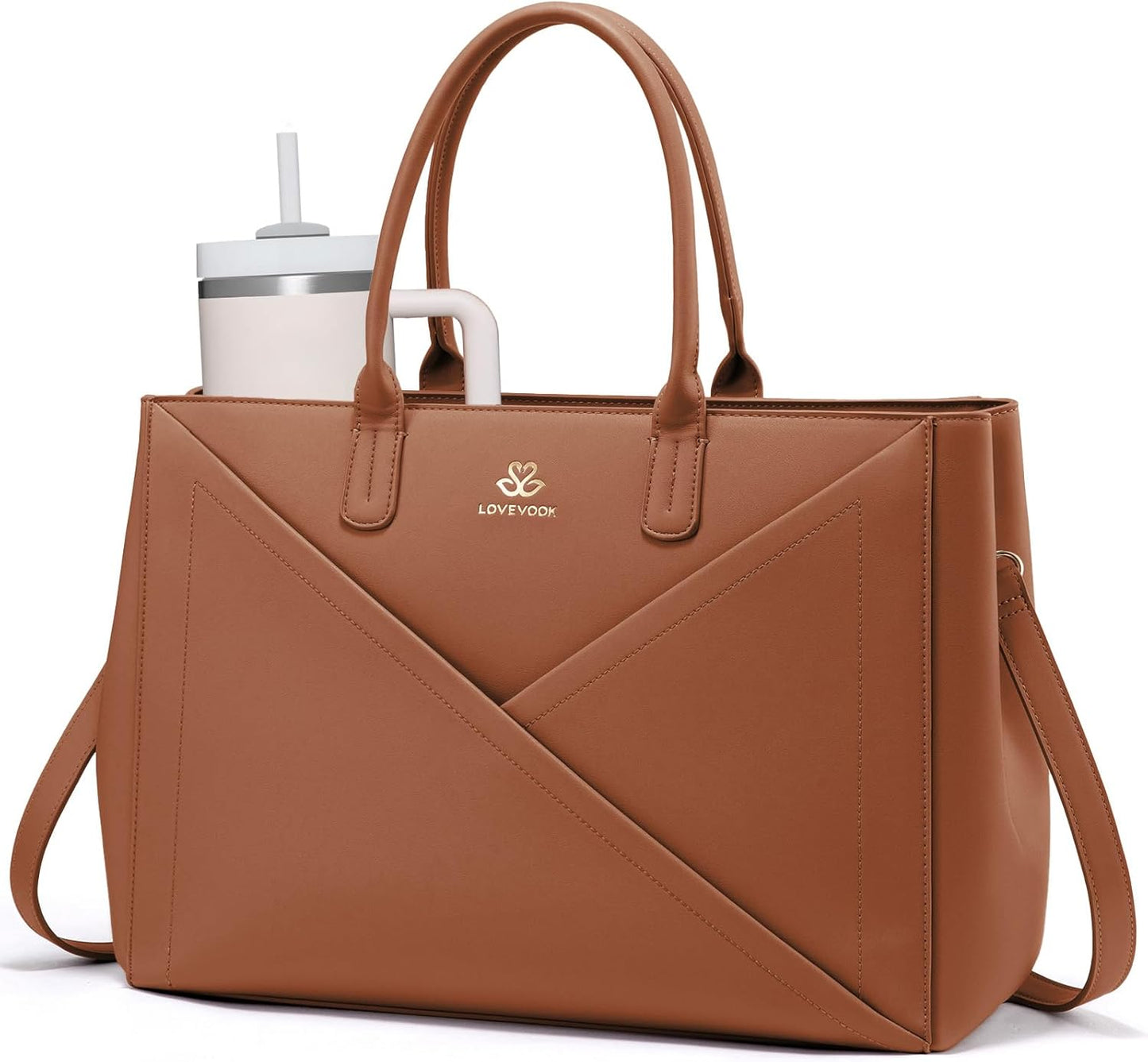 LOVEVOOK Laptop Tote Bag for Women with Large Cup Holder