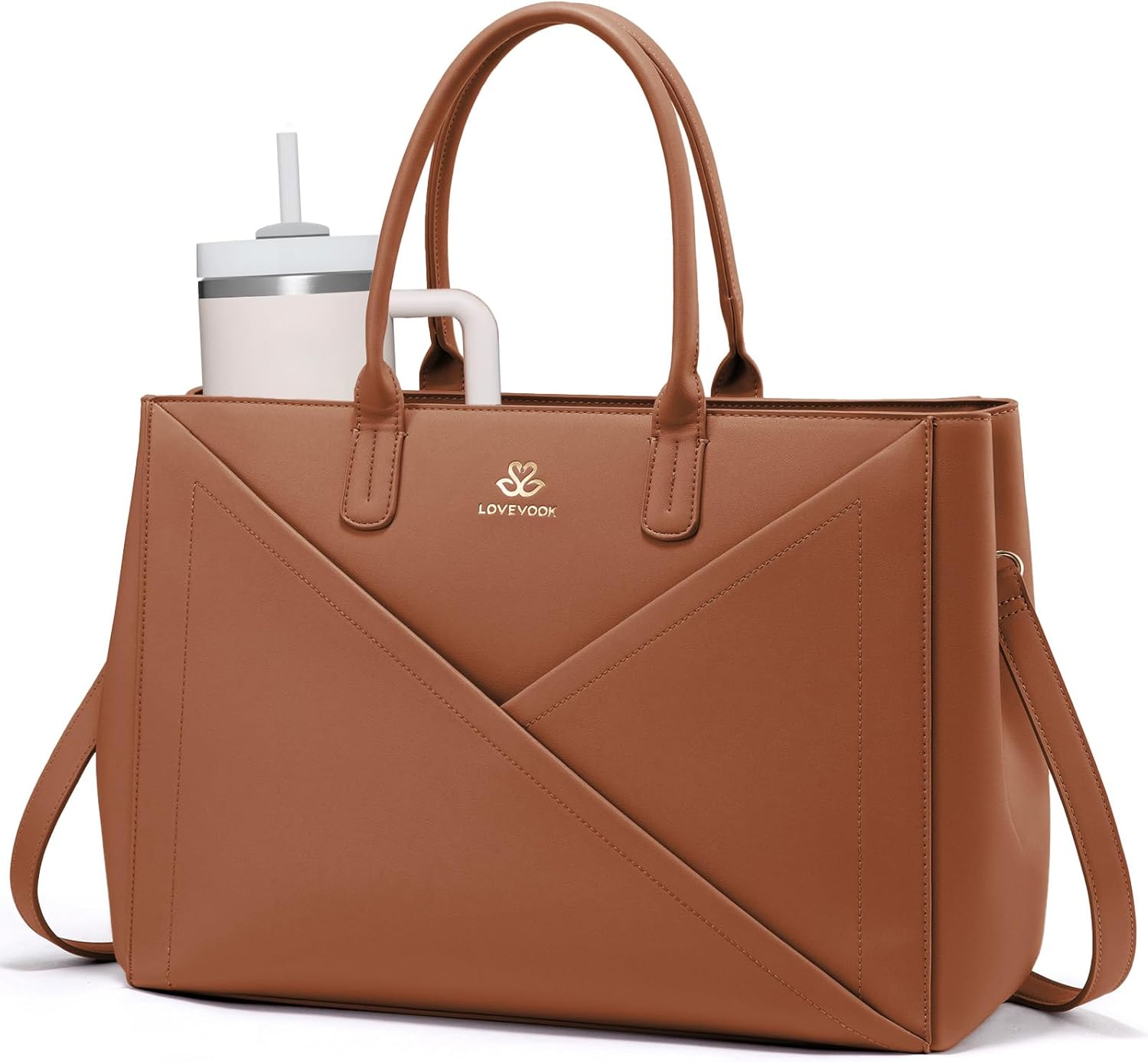 LOVEVOOK Laptop Tote Bag for Women with Large Cup Holder