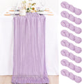 Lilac Purple Cheesecloth Table Runner 35x120 in 8 Pack - Rustic Linen