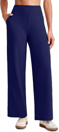 Wide Leg Yoga Pants 7/8 Length High Waist - Stretch Pockets Comfort