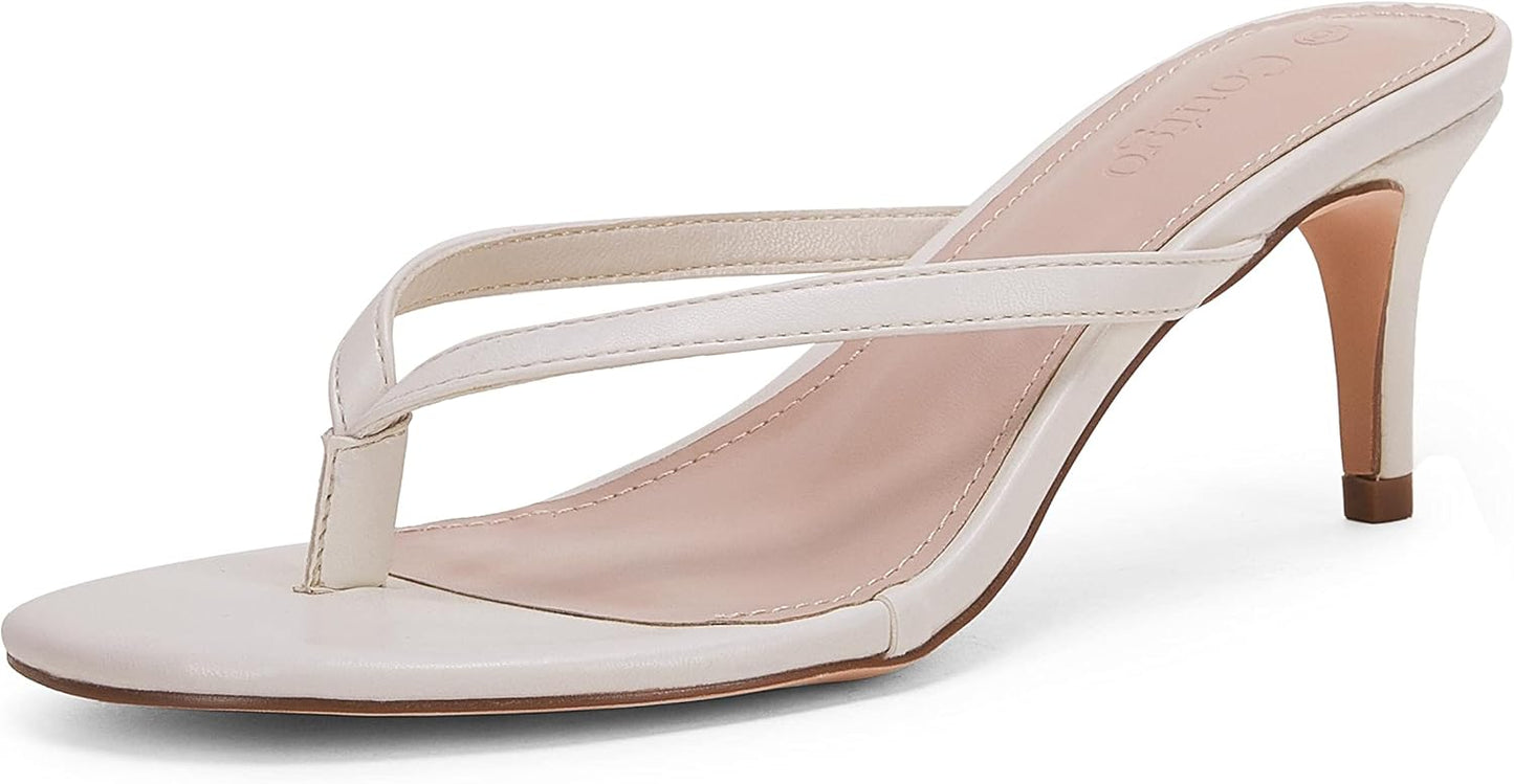 Coutgo Women's Kitten Heel Flip Flops for Summer Comfort