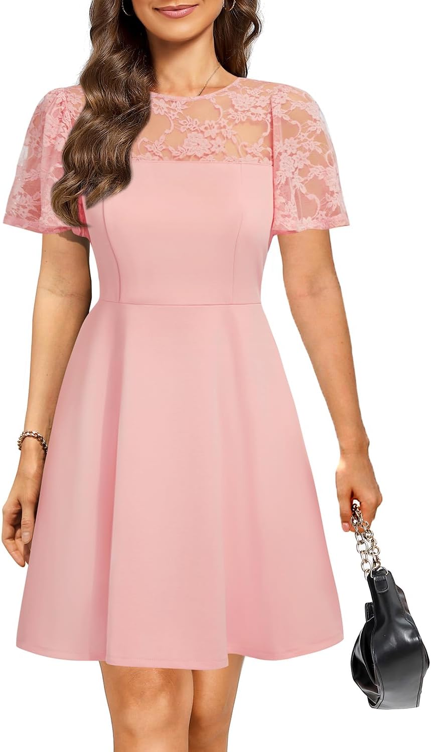 Elegant A-Line Cocktail Dress with Lace Sleeves for Weddings